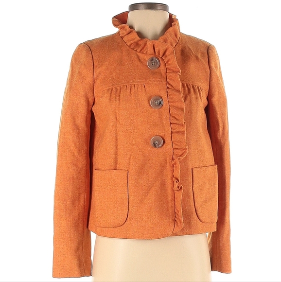 J. Crew Jackets & Blazers - J. CREW Herringbone Fiona Orange Jacket